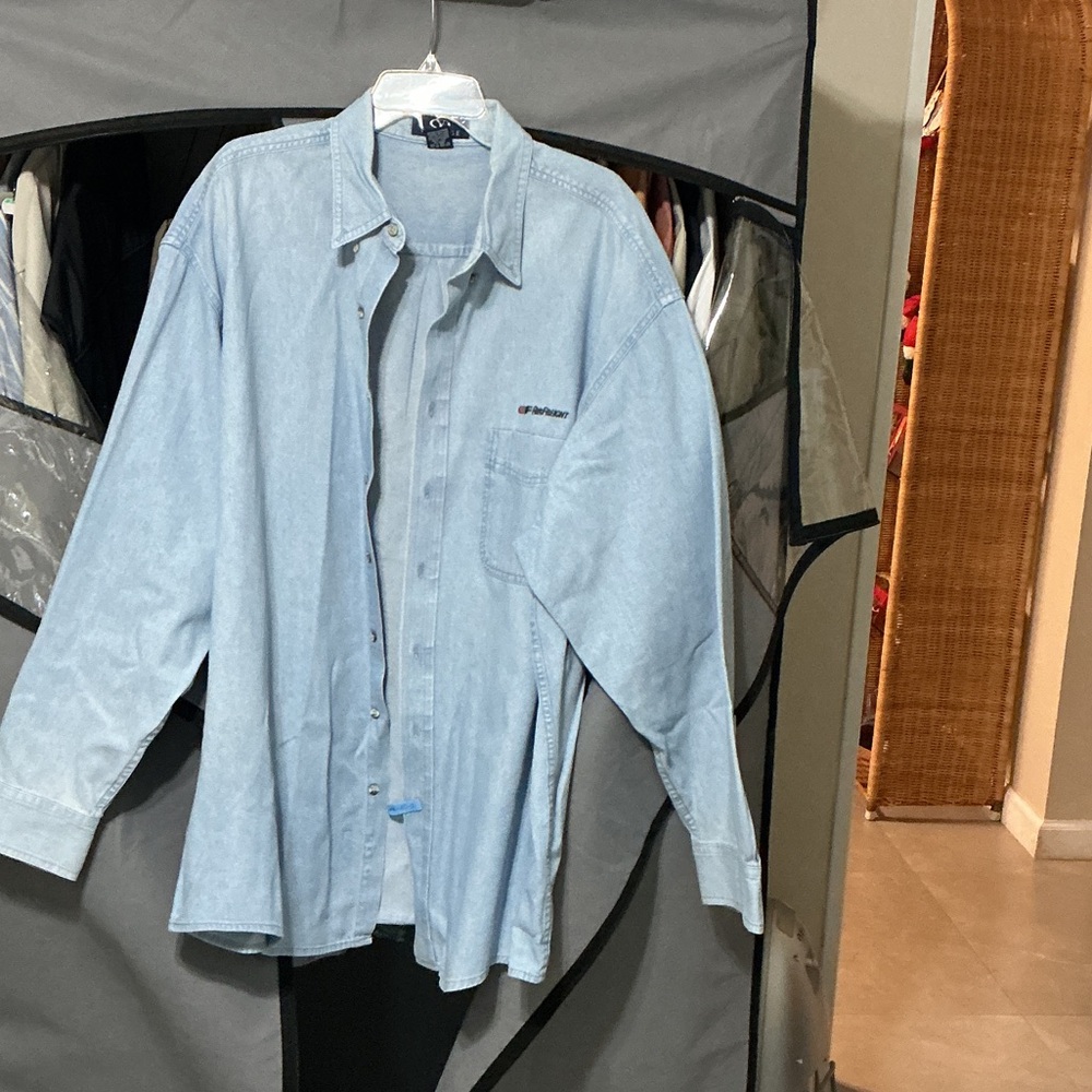 Vantage Light Blue long sleeve button down Cotton Shirt 2XL